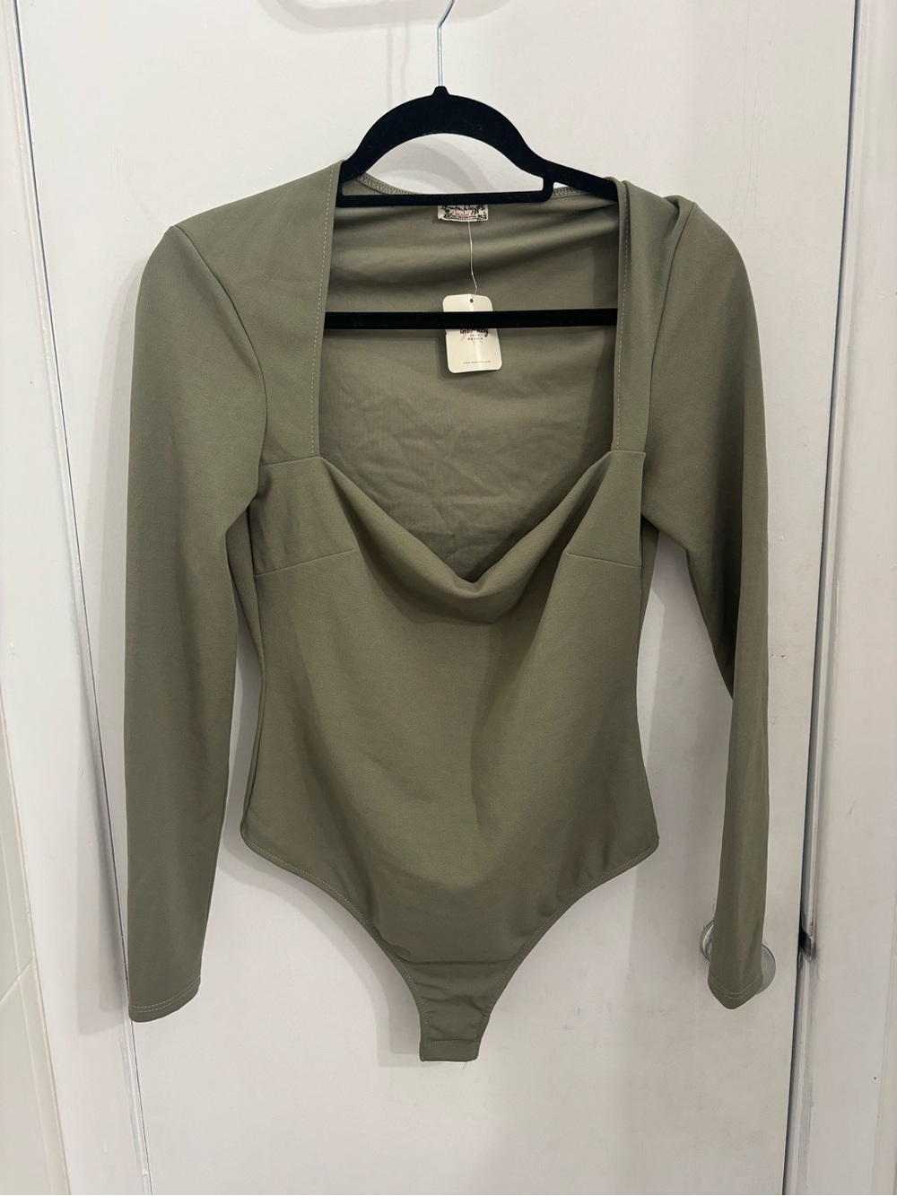 Free People Olive Green Long Sleeve Bodysuit